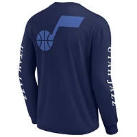 T-shirt à manches longues Fanatics pour homme bleu marine Utah Jazz Elements Strive