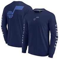 T-shirt à manches longues Fanatics pour homme bleu marine Utah Jazz Elements Strive