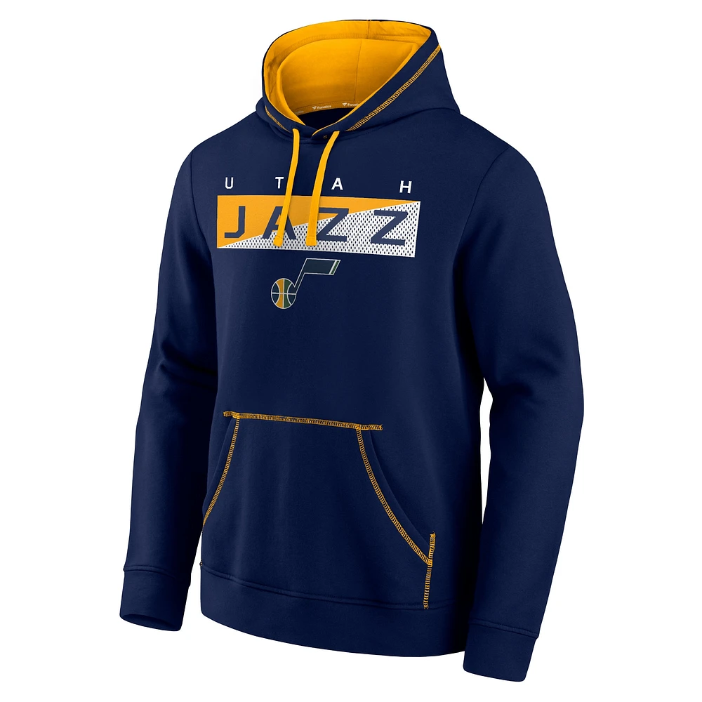 Fanatics Navy Utah Jazz Split the Crowd pour hommes - Chandail à capuchon