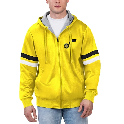 Veste à capuche jaune entièrement zippée G-III Sports by Carl Banks pour hommes, Utah Jazz Contender