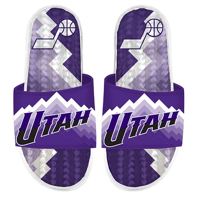 Sandales à enfiler en gel ISlide Utah Jazz 2023/24 City Edition pour hommes, blanches