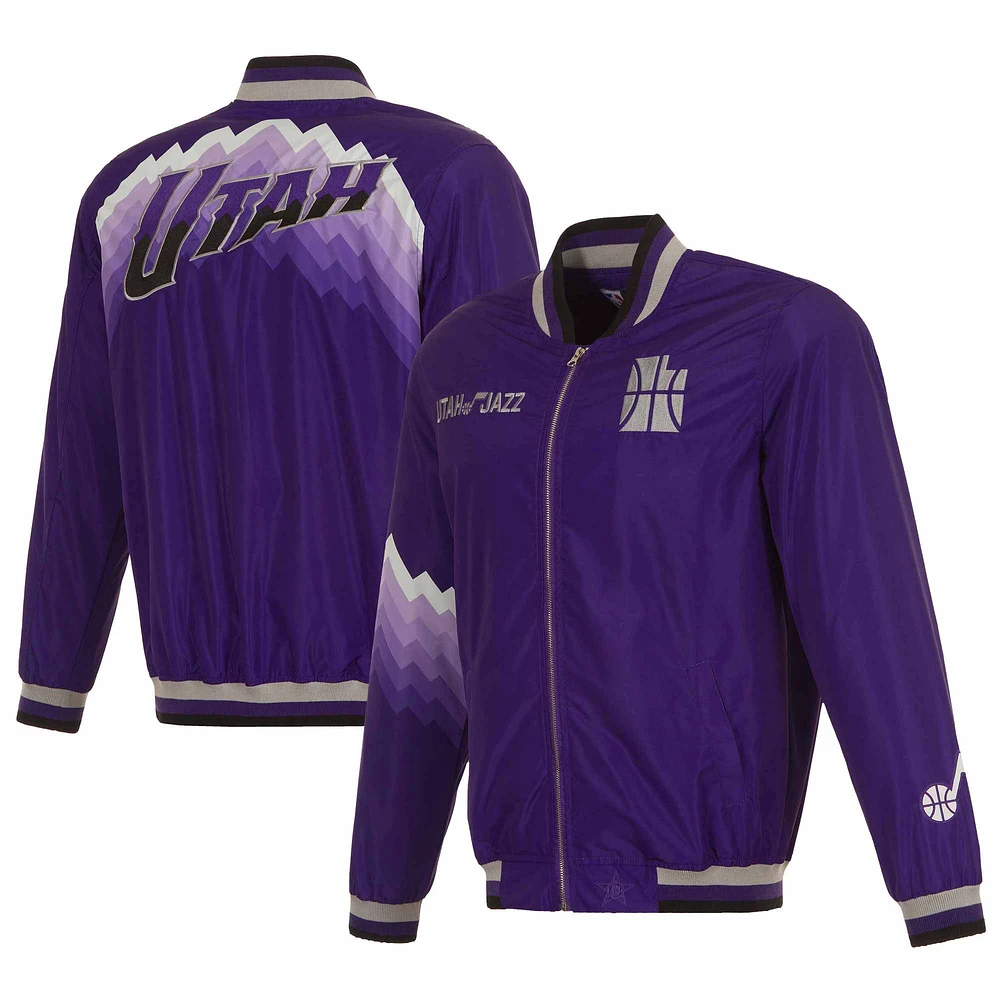 Blouson aviateur entièrement zippé en nylon JH Design pour homme violet Utah Jazz 2023/24 City Edition