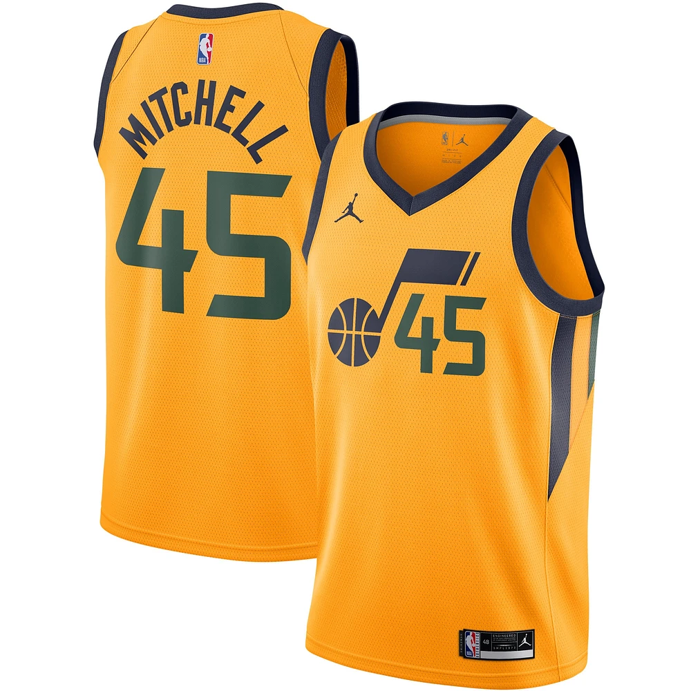 Maillot Jordan Brand Donovan Mitchell Gold Utah Jazz 2020/21 Swingman pour Homme - Édition Statement