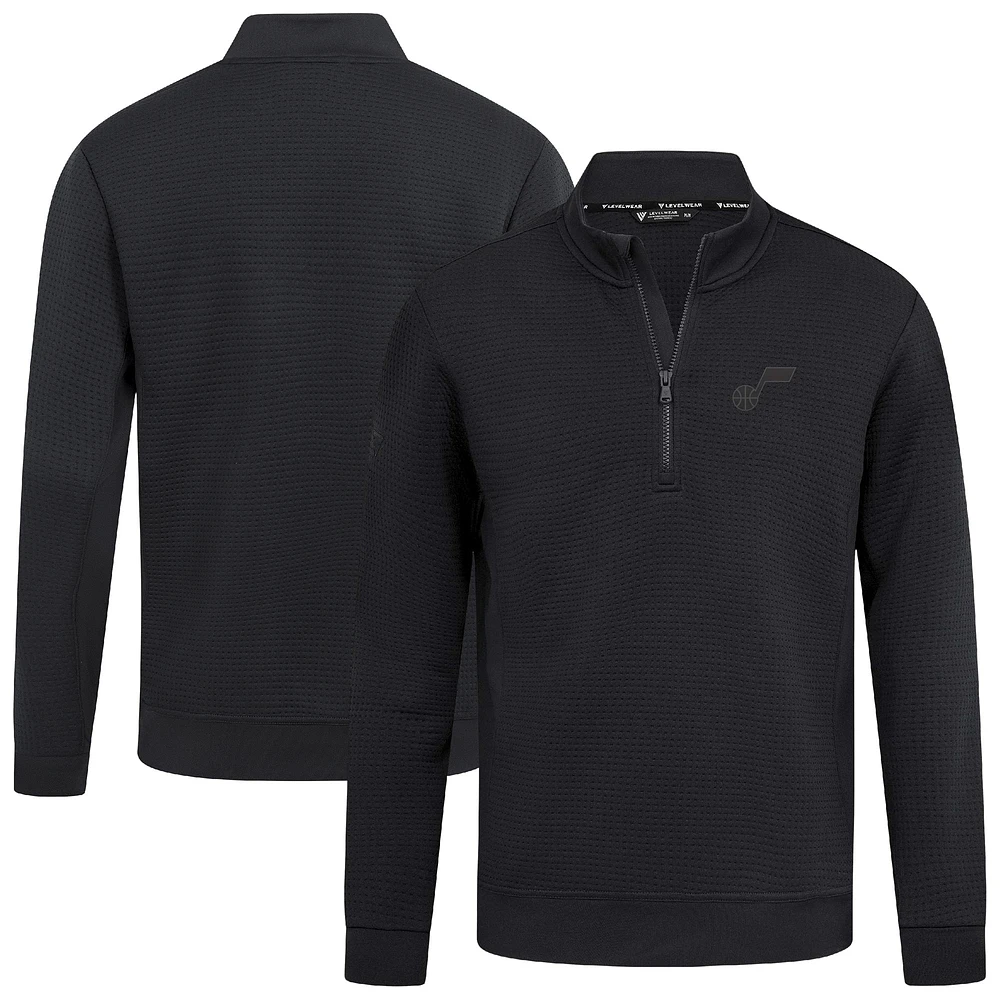 Men's Levelwear  Black Utah Jazz Accolade Cushion Quarter-Zip Pullover