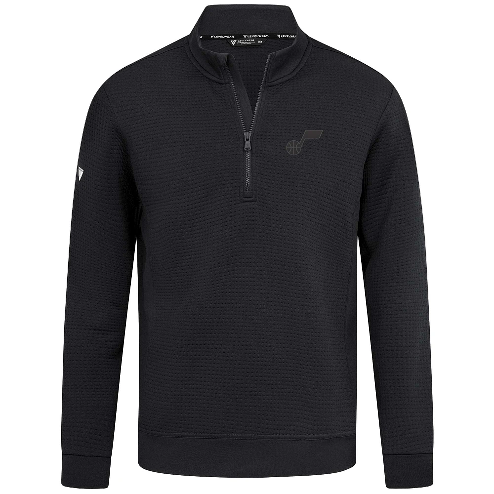 Men's Levelwear  Black Utah Jazz Accolade Cushion Quarter-Zip Pullover