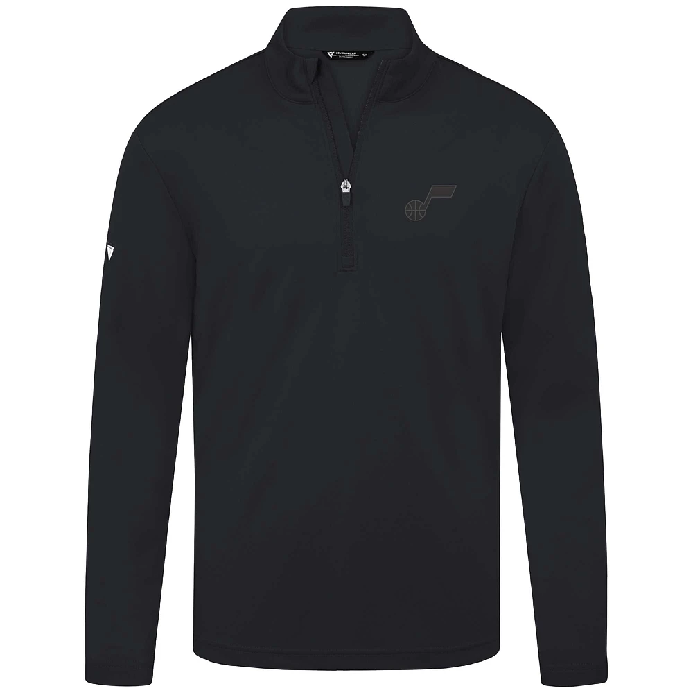 Men's Levelwear Black Utah Jazz Heron Quarter-Zip Top