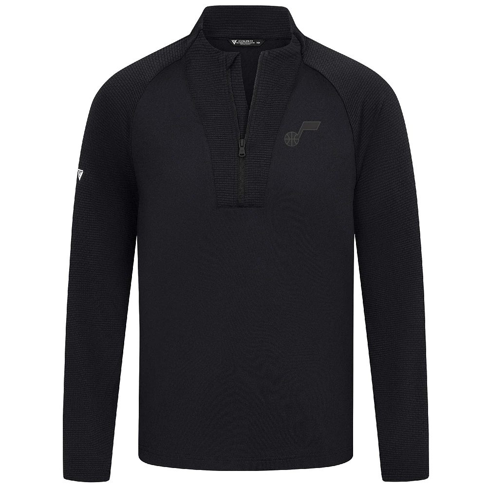 Haut de volley noir Levelwear pour homme, zippé en quart tour, Utah Jazz