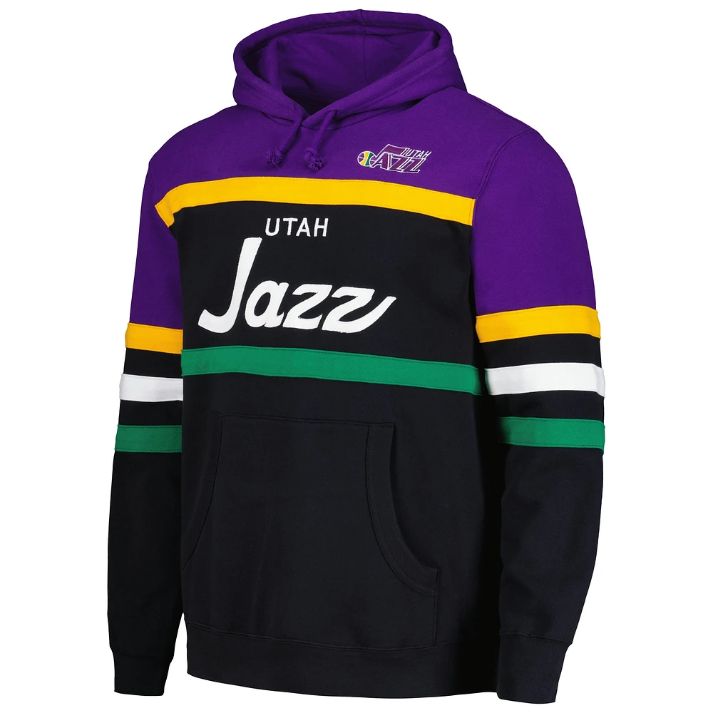 Men's Mitchell & Ness Black/Purple Utah Jazz Head Coach Pullover Hoodie