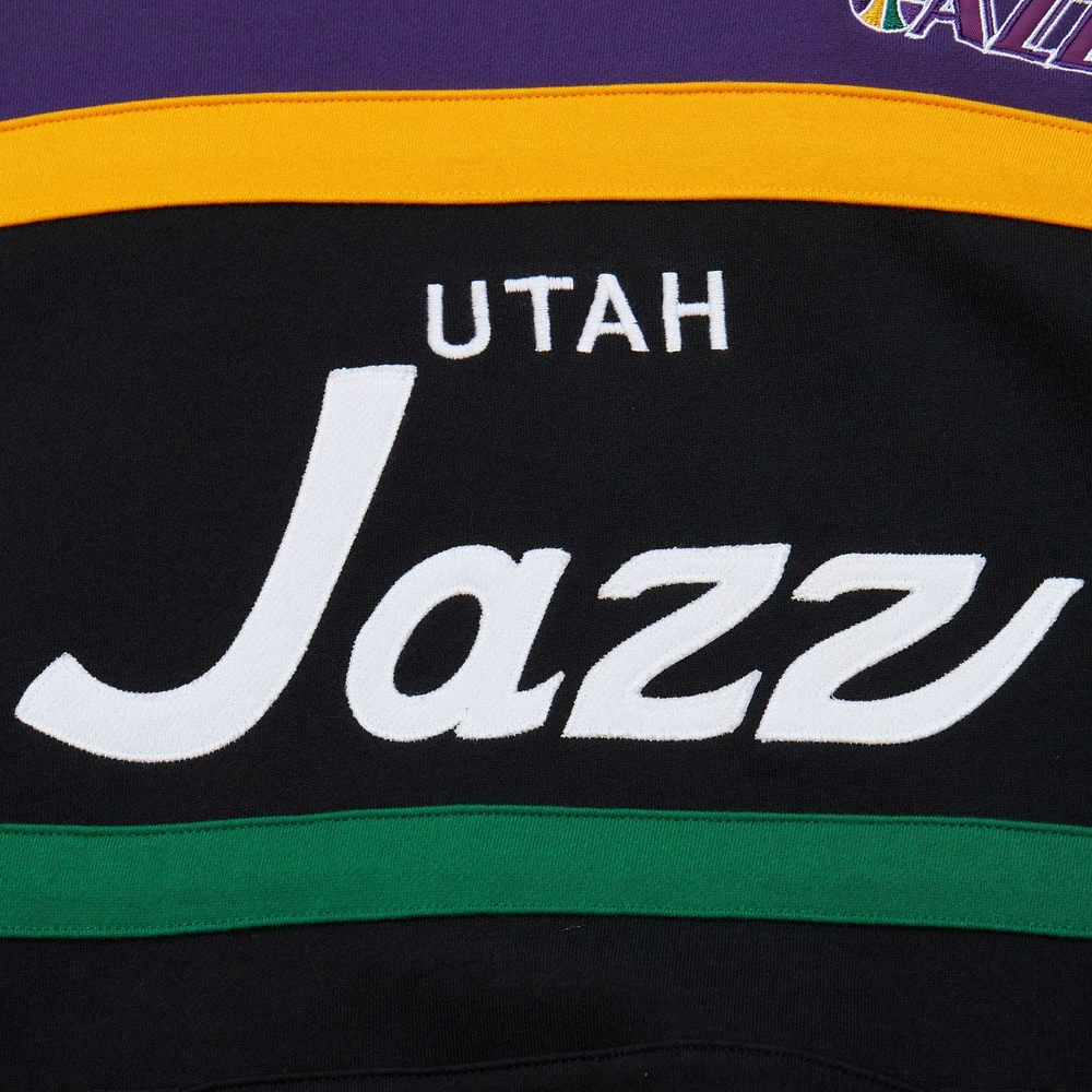 Men's Mitchell & Ness Black/Purple Utah Jazz Head Coach Pullover Hoodie