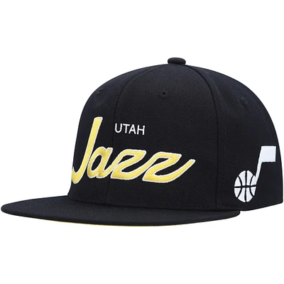 Casquette Snapback Utah Jazz Hardwood Classics Script 2.0 noire Mitchell & Ness pour homme