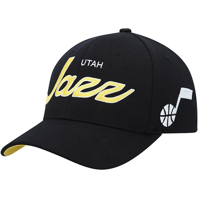 Mitchell & Ness pour homme Noir Utah Jazz MVP Team Script 2.0 Stretch Snapback Hat