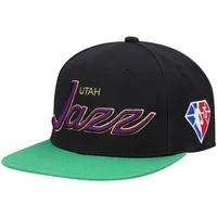 Casquette Snapback Mitchell & Ness Utah Jazz NBA 75e anniversaire pour homme Noir