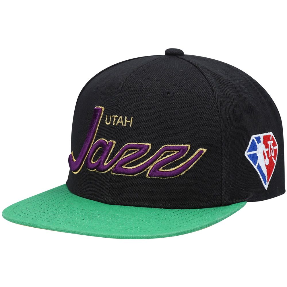 Men's Mitchell & Ness Black Utah Jazz NBA 75th Anniversary Snapback Hat