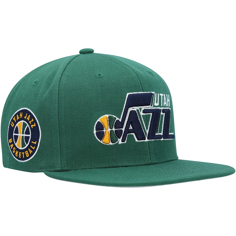 Casquette Snapback Utah Jazz Side Core 2.0 verte Mitchell & Ness pour hommes