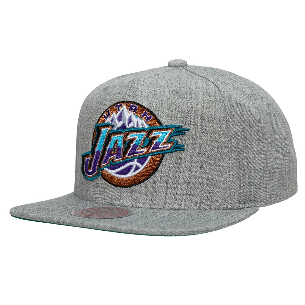 Men's Mitchell & Ness Heather Gray Utah Jazz Hardwood Classics 2.0 Snapback Hat