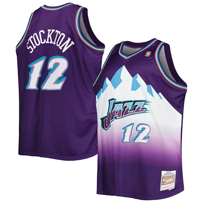 Maillot Homme Mitchell & Ness John Stockton Violet Utah Jazz Big Tall Hardwood Classics 1996/97 Swingman