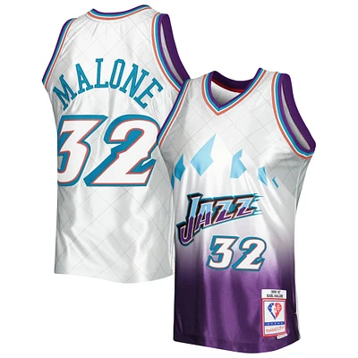 Mitchell & Ness Karl Malone Platine Utah Jazz 1996/97 Hardwood Classics 75e Anniversaire Swingman Maillot Homme