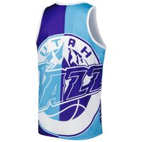 Men's Mitchell & Ness Karl Malone Purple/Turquoise Utah Jazz Sublimated Player Tank Top