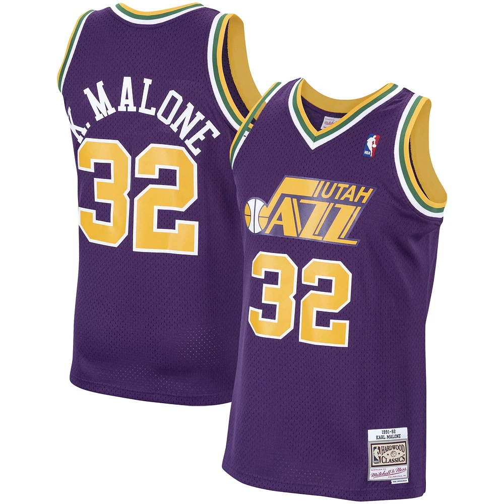 Maillot Swingman Mitchell & Ness Karl Malone violet Utah Jazz / Hardwood Classics pour hommes