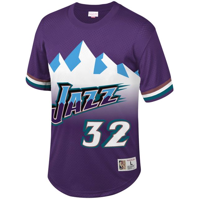 T-shirt en maille violet Utah Jazz Mitchell & Ness Karl Malone pour hommes