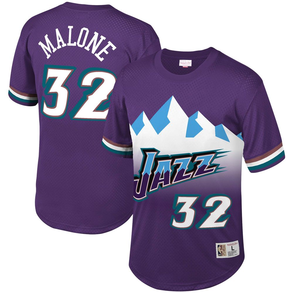 Men's Mitchell & Ness Karl Malone Purple Utah Jazz Mesh T-Shirt