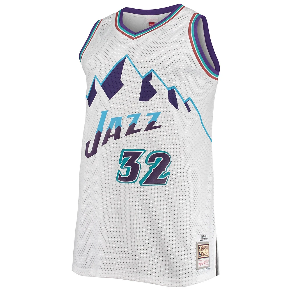 Men's Mitchell & Ness Karl Malone White Utah Jazz 1996/97 Big Tall Hardwood Classics Swingman Jersey