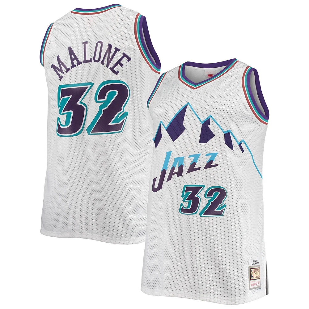 Maillot Swingman Mitchell & Ness Karl Malone blanc Utah Jazz 1996/97 Big Tall Hardwood Classics pour hommes