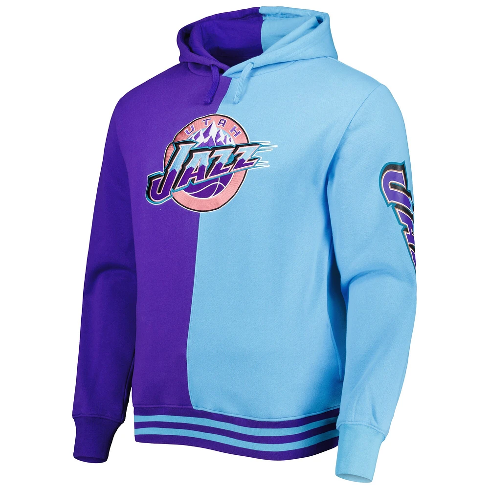 Sweat à capuche pour homme Mitchell & Ness Utah Jazz Hardwood Classics Split violet/turquoise