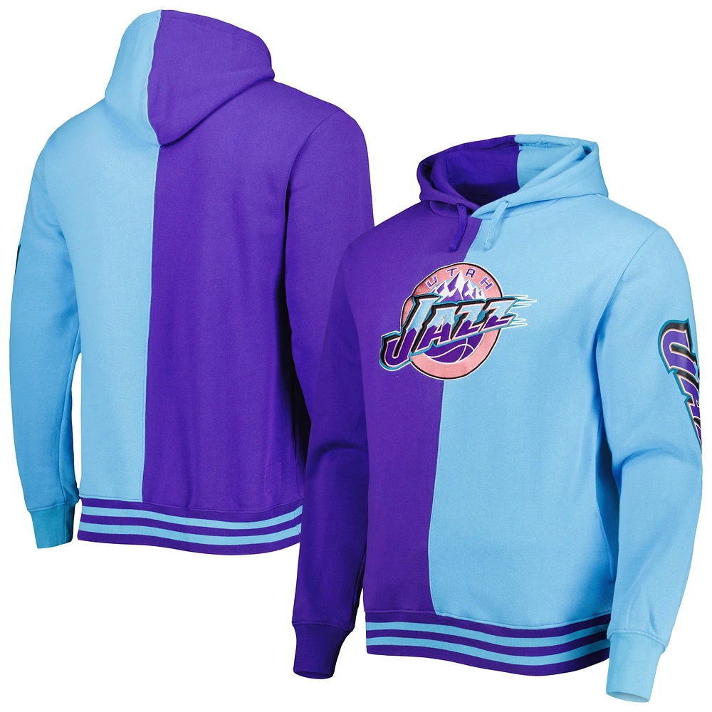 Sweat à capuche pour homme Mitchell & Ness Utah Jazz Hardwood Classics Split violet/turquoise