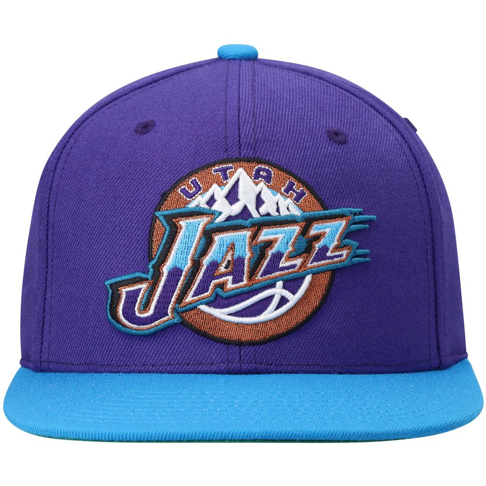 Men's Mitchell & Ness Purple/Turquoise Utah Jazz Hardwood Classics Team Two-Tone 2.0 Snapback Hat