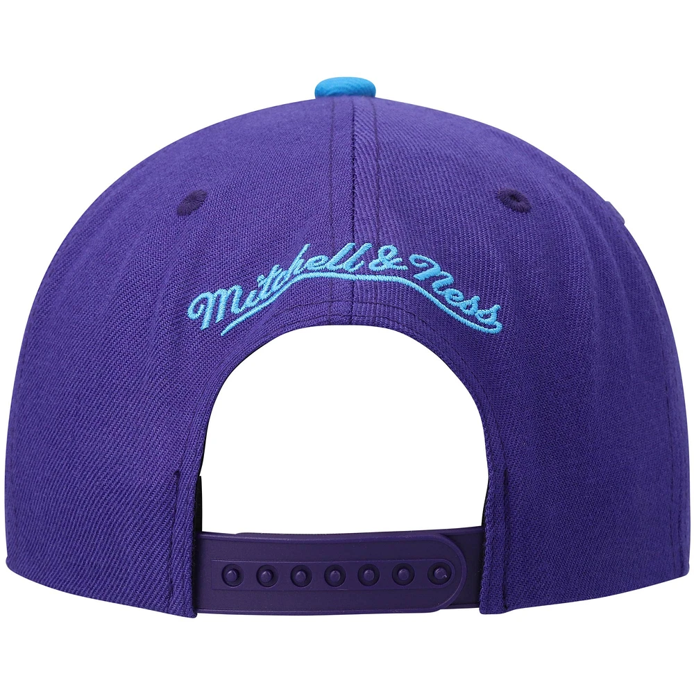 Casquette Snapback bicolore 2.0 Utah Jazz Hardwood Classics Team violet/turquoise Mitchell & Ness pour hommes