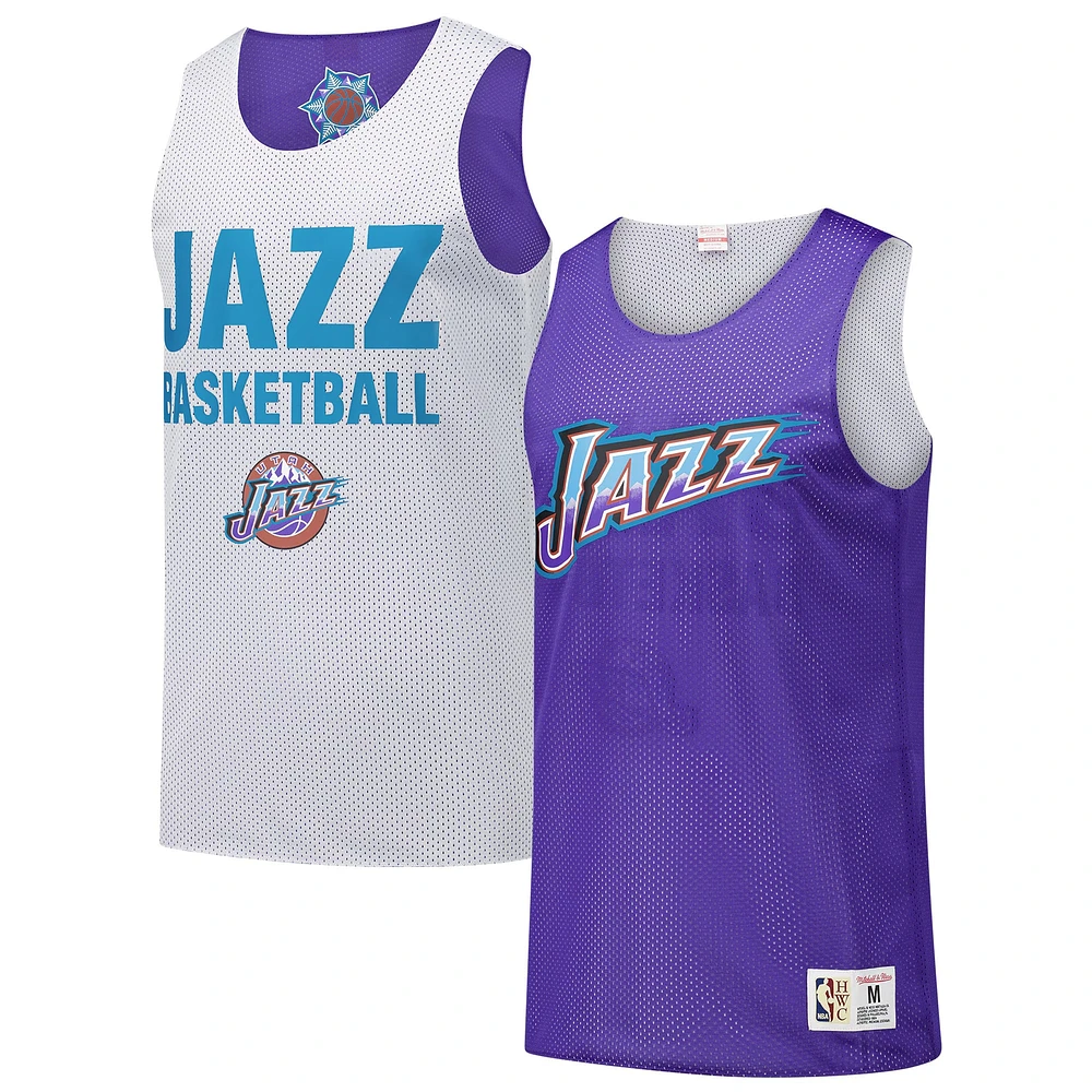 Men's Mitchell & Ness Purple Utah Jazz Hardwood Classics Reversible Mesh Practice Jersey