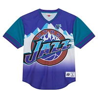 T-shirt à col en V maille Mitchell & Ness Utah Jazz Jumbotron 3.0 pour homme, blanc