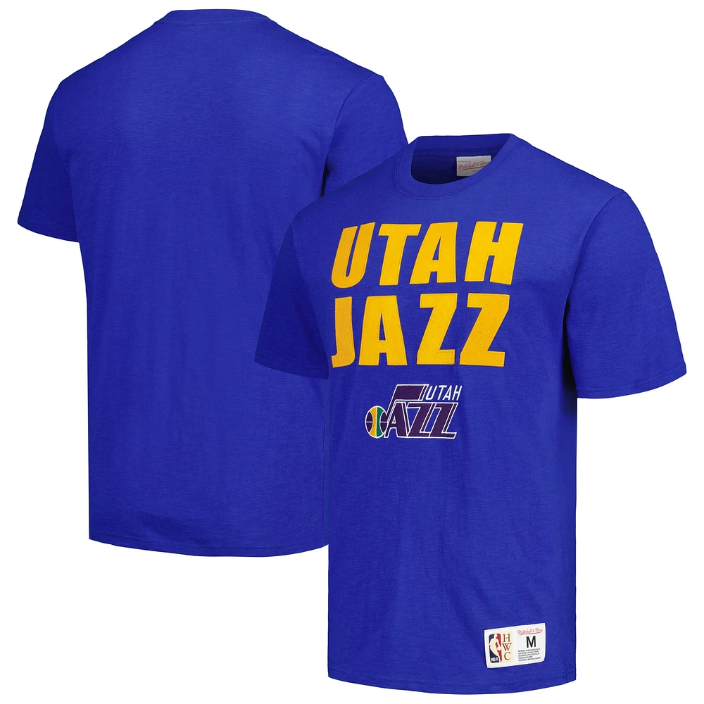 T-shirt flammé légendaire pour homme Mitchell & Ness Royal Utah Jazz Hardwood Classics