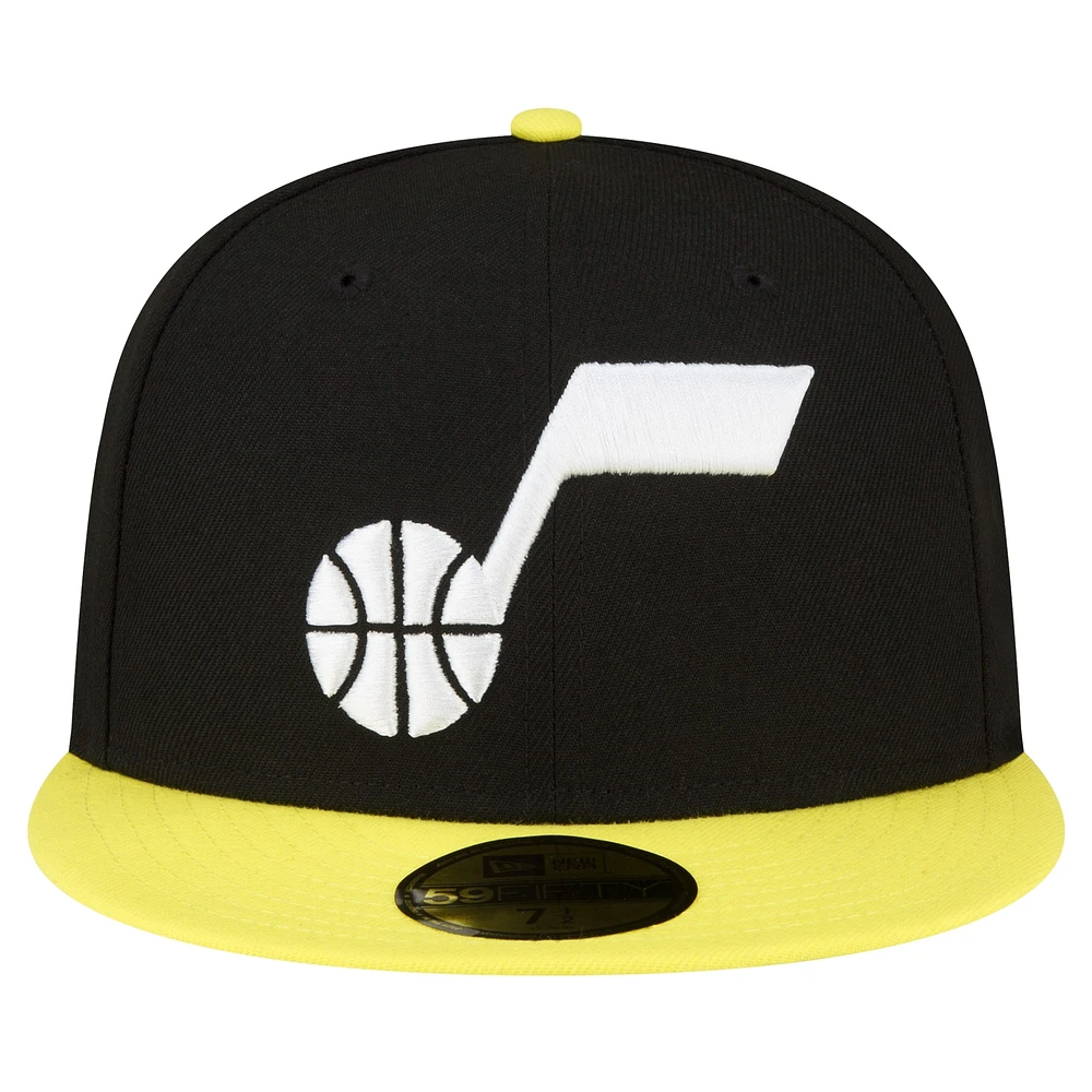 Casquette ajustée 59FIFTY 2 tons Utah Jazz New Era pour hommes, noir/jaune