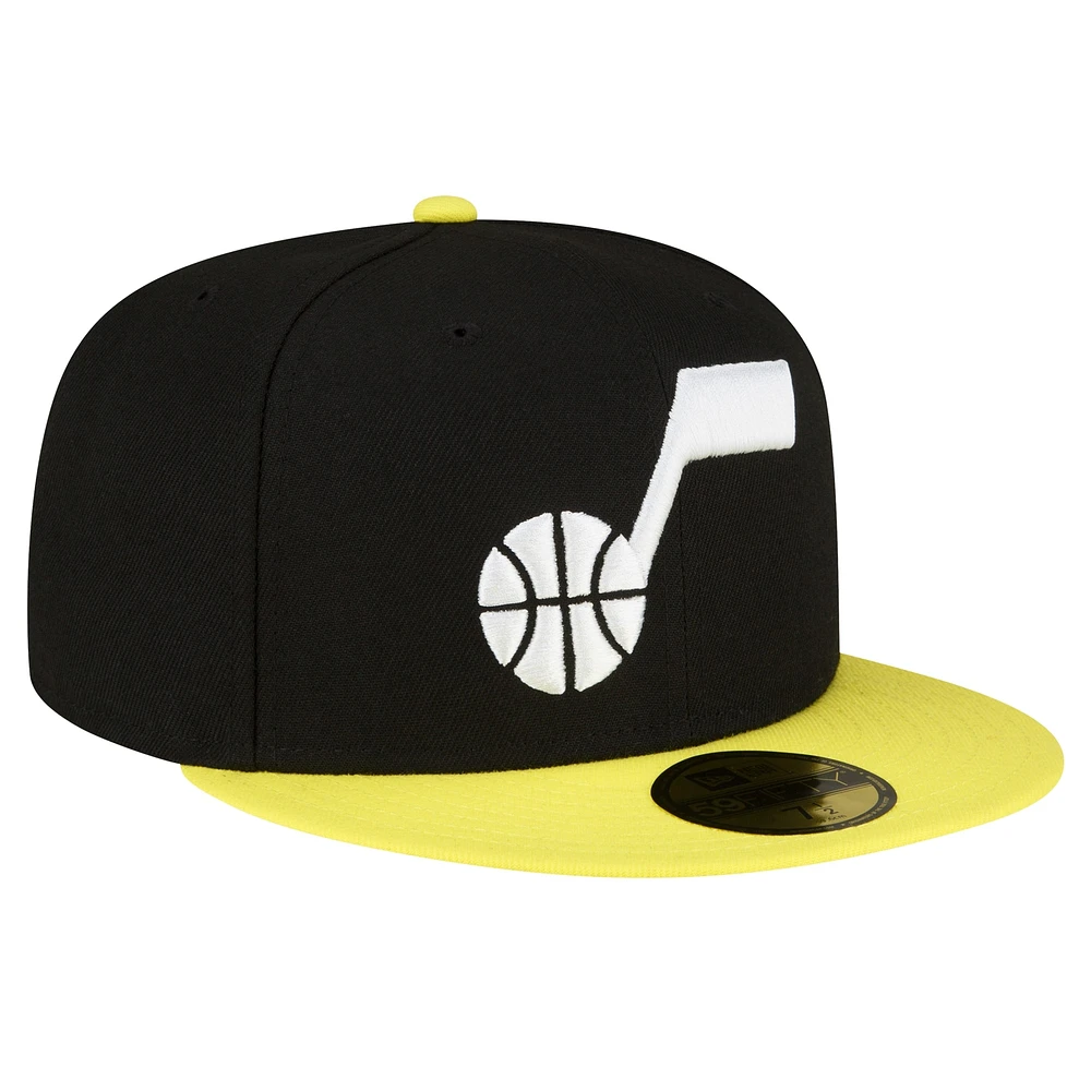 Casquette ajustée 59FIFTY 2 tons Utah Jazz New Era pour hommes, noir/jaune