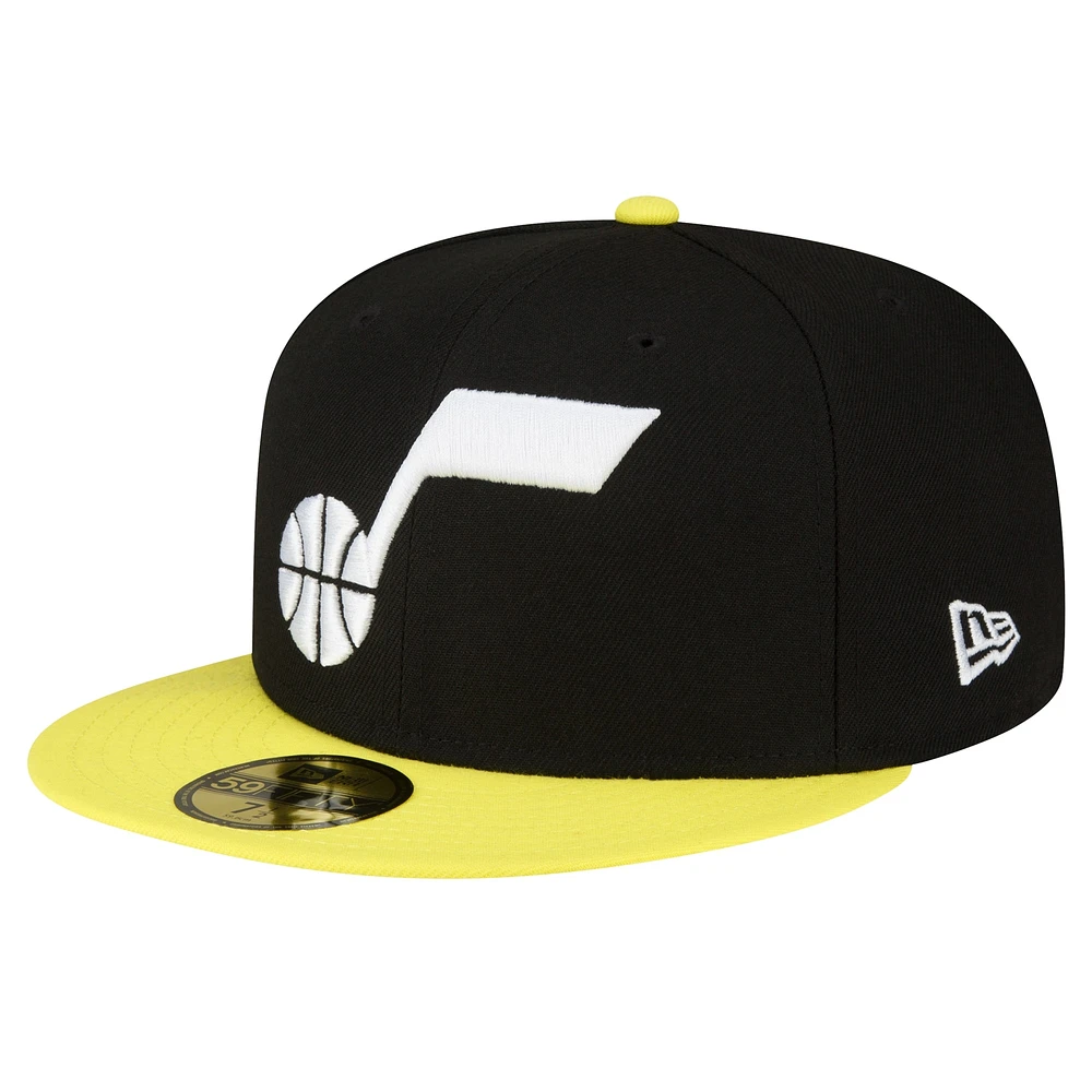 Men's New Era Black/Yellow Utah Jazz 2-Tone 59FIFTY Fitted Hat