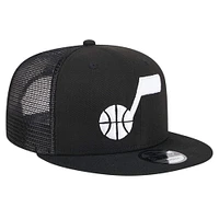 Casquette de camionneur à pression Utah Jazz 9FIFTY noire New Era pour homme