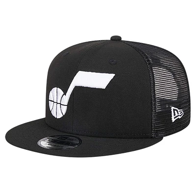 Men's New Era Black Utah Jazz 9FIFTY Snapback Trucker Hat