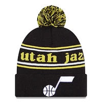 Bonnet en tricot à revers Utah Jazz Marquee New Era noir pour hommes avec pompon