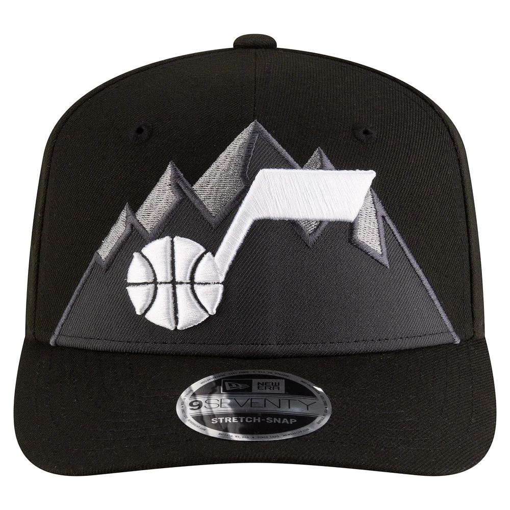 Casquette extensible à boutons-pression Jersey Hook 9SEVENTY Utah Jazz Statement Edition noire New Era pour homme