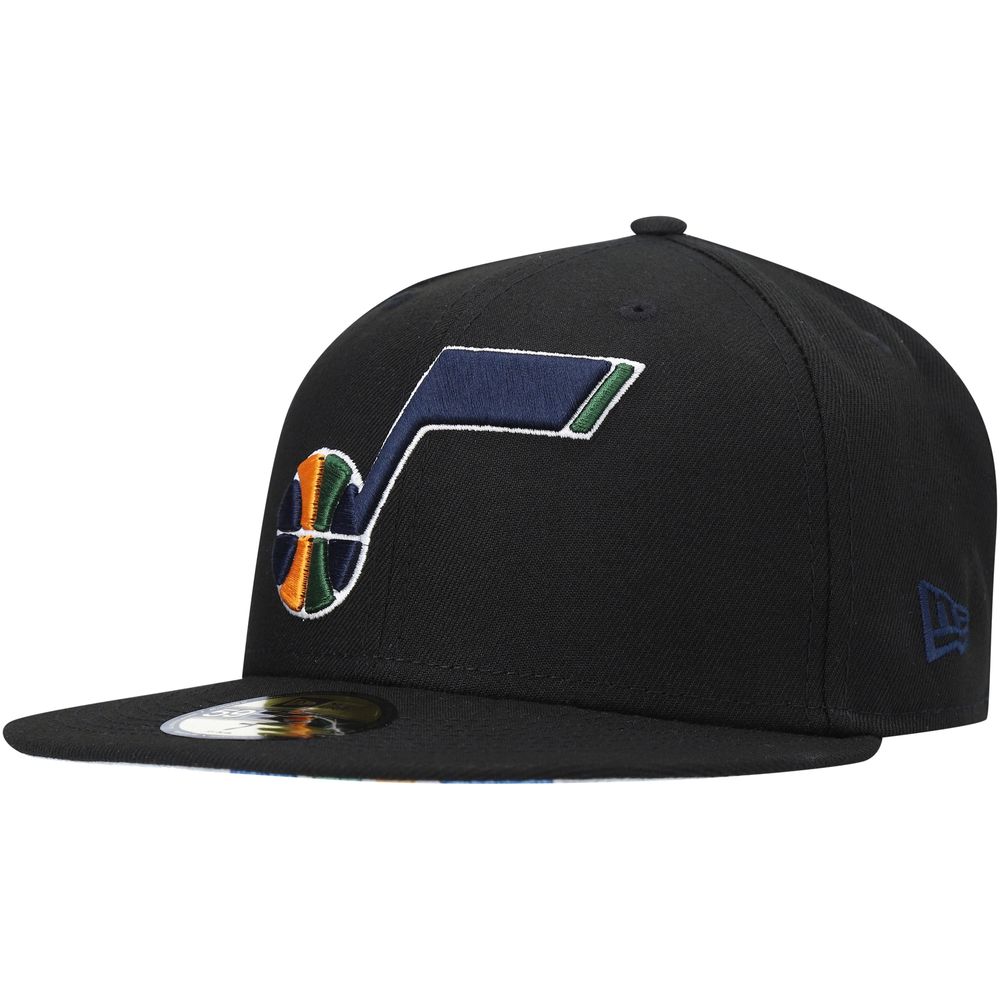 Utah Jazz New Era Chrome White/Black Bill And Gray Bottom 59FIFTY