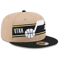 Casquette Snapback Utah Jazz 2024 NBA Draft 9FIFTY New Era pour homme, beige/noir