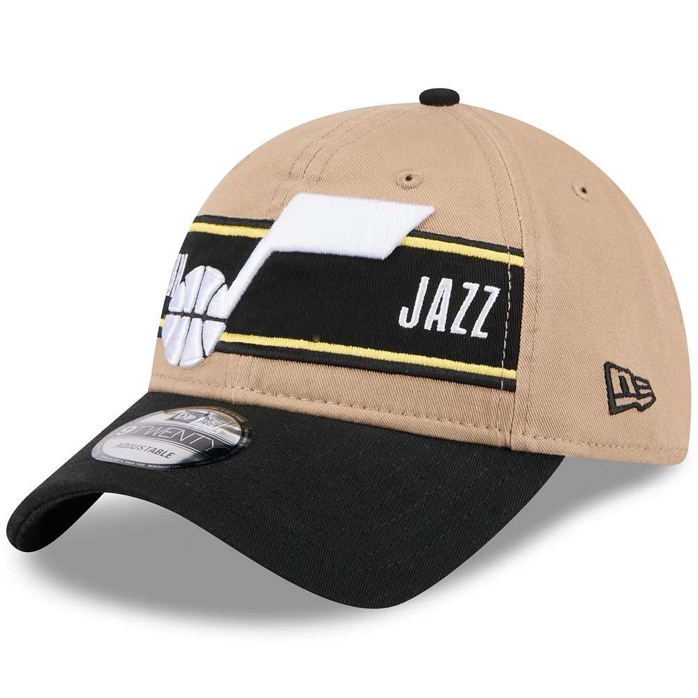 Casquette réglable Utah Jazz 2024 NBA Draft 9TWENTY New Era beige/noir pour hommes