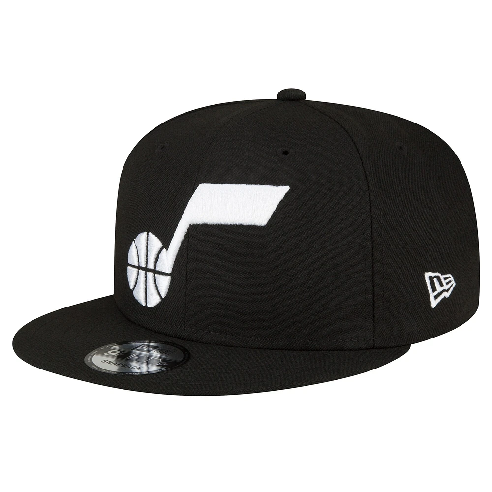 Casquette Snapback 9FIFTY noire et blanche Utah Jazz New Era pour hommes