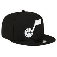 Men's New Era Utah Jazz Black & White 9FIFTY Snapback Hat