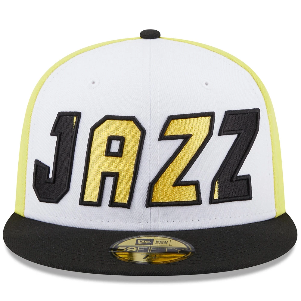 Casquette ajustée New Era Utah Jazz Back Half 59FIFTY pour homme, blanc/noir