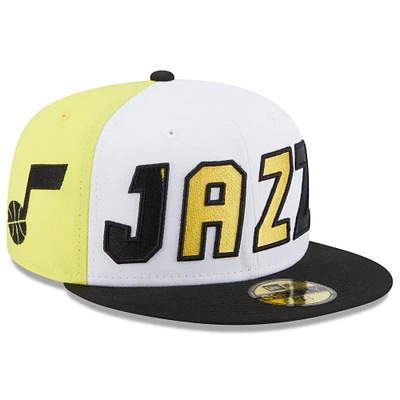 Casquette ajustée New Era Utah Jazz Back Half 59FIFTY pour homme, blanc/noir