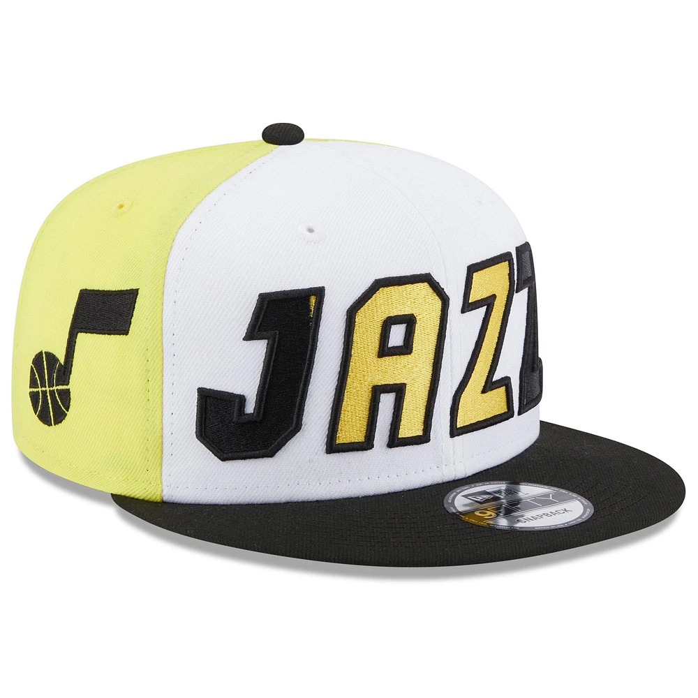 Casquette Snapback Utah Jazz Back Half 9FIFTY New Era blanche/noire pour homme