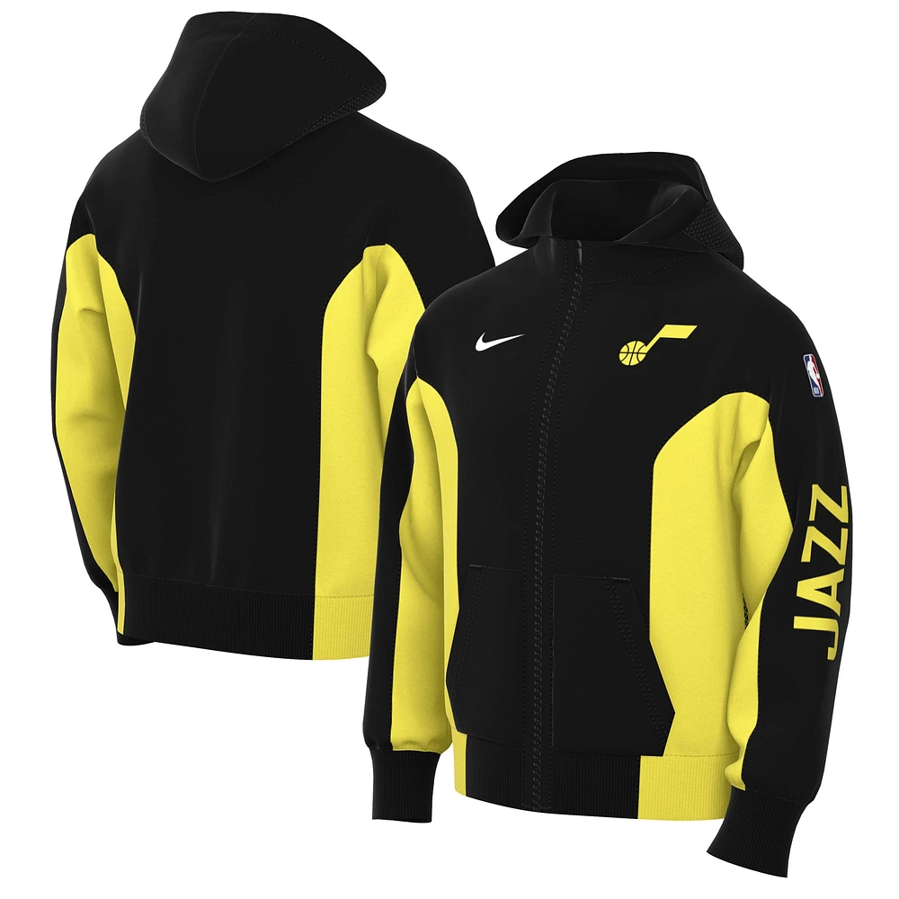 Sweat à capuche entièrement zippé Nike noir Utah Jazz 2023/24 Authentic Showtime pour homme